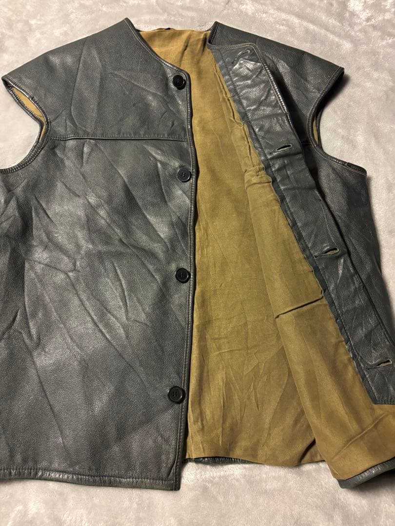 70s Euro leather VEST レザー ベスト ジャーキンベスト 風