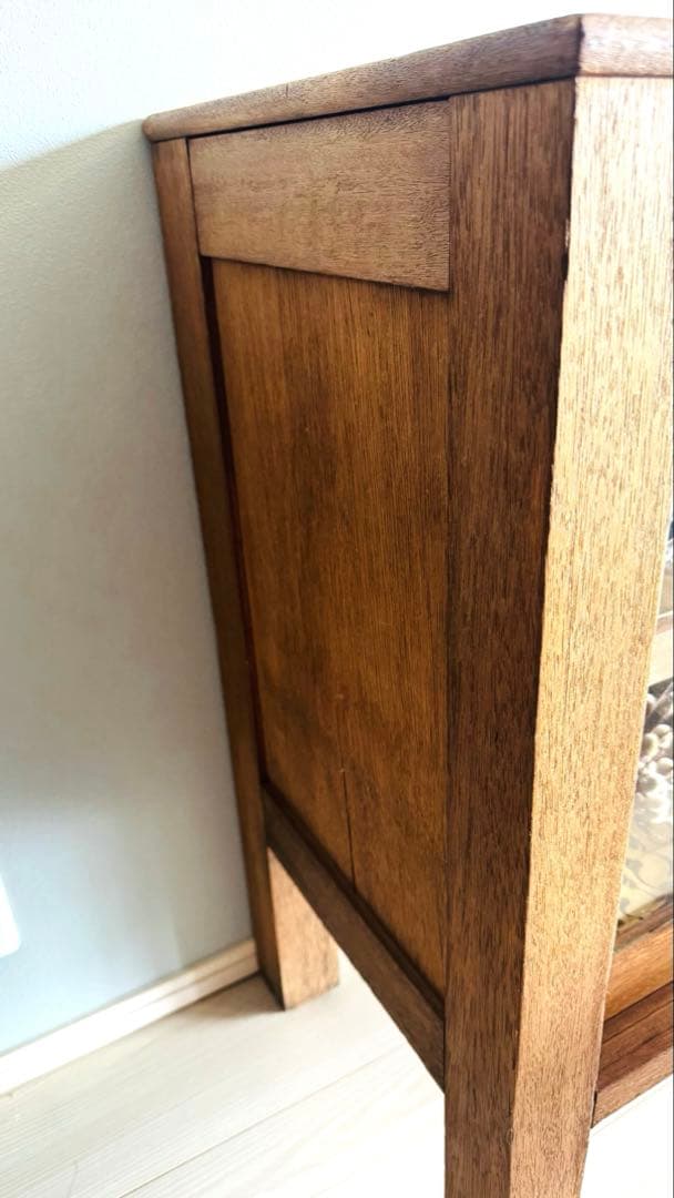 古家具 食器棚 ガラス扉 スライド 2段 収納 本箱 水屋箪笥 ショーケース