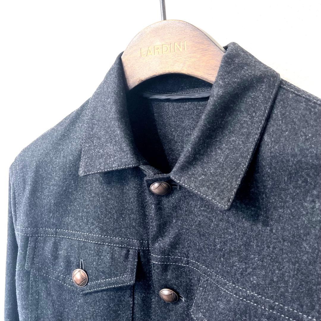 極美品 タリアトーレ STEVE ウールフランネルジャケット 46 ダークグレー