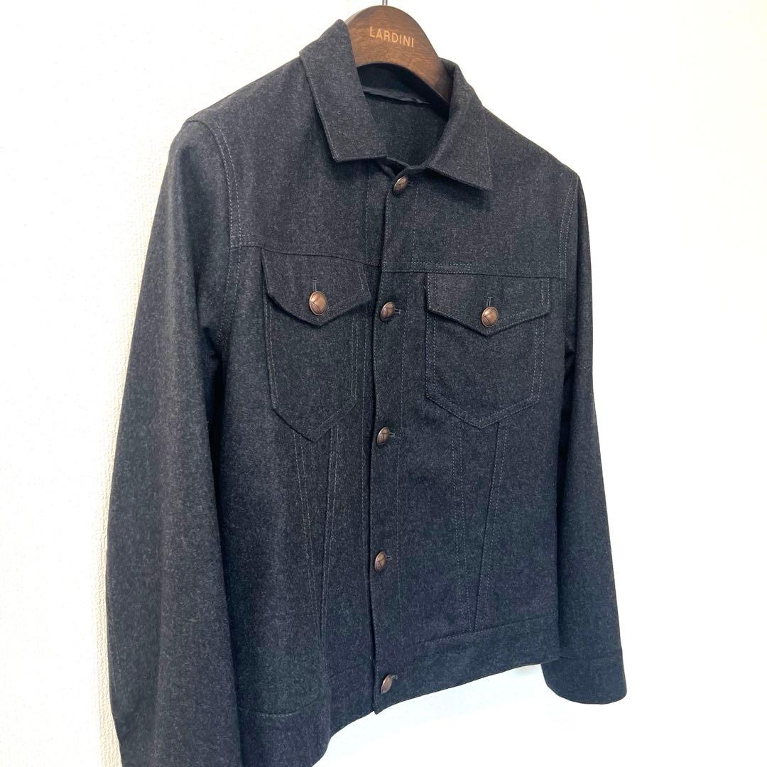 極美品 タリアトーレ STEVE ウールフランネルジャケット 46 ダークグレー