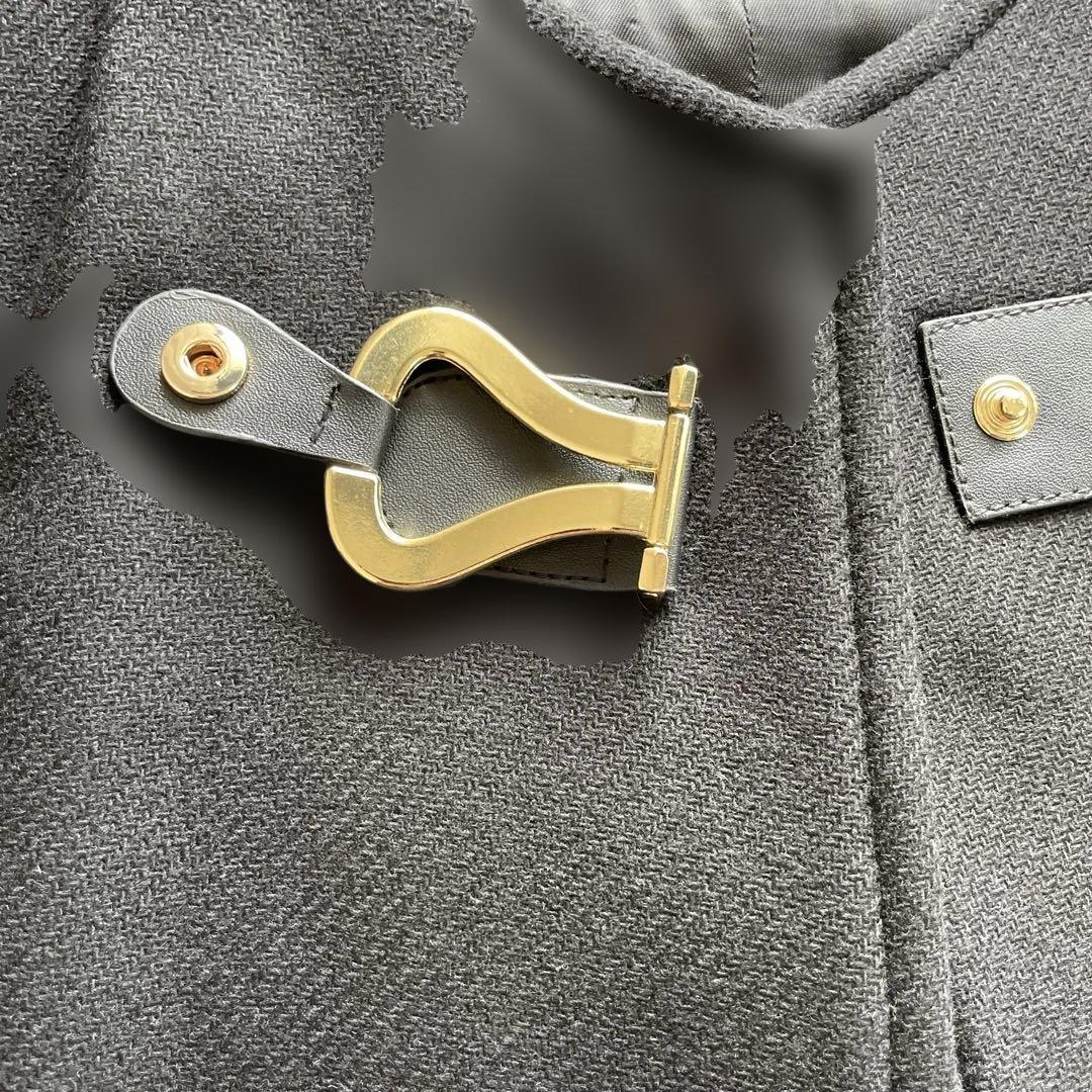 【即完売】ZARA&MANTECO｜ポンチョケープ｜ゴールド金具｜ラムウールXS