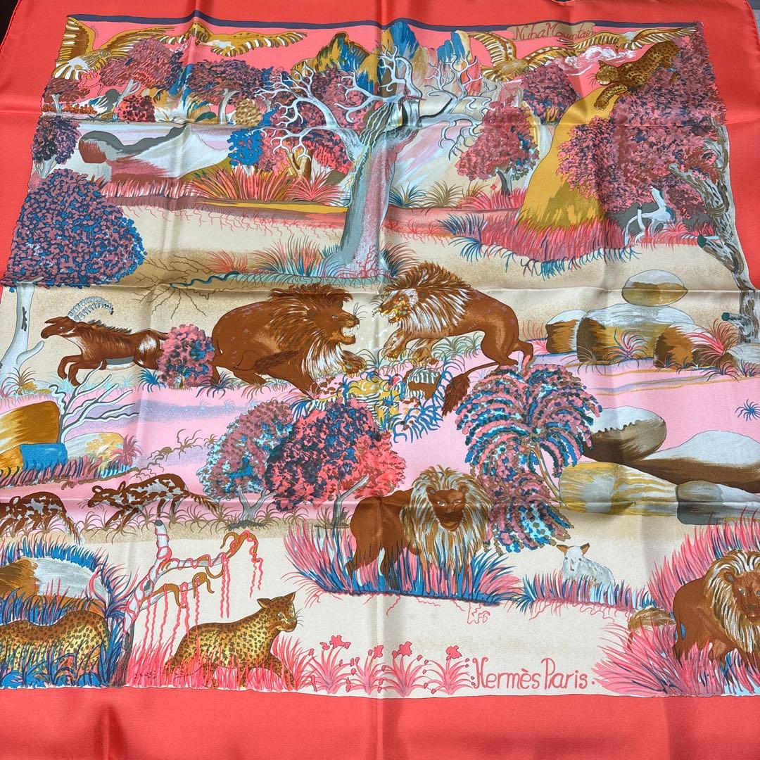 HERMES シルクスカーフ ライオン柄 90cm