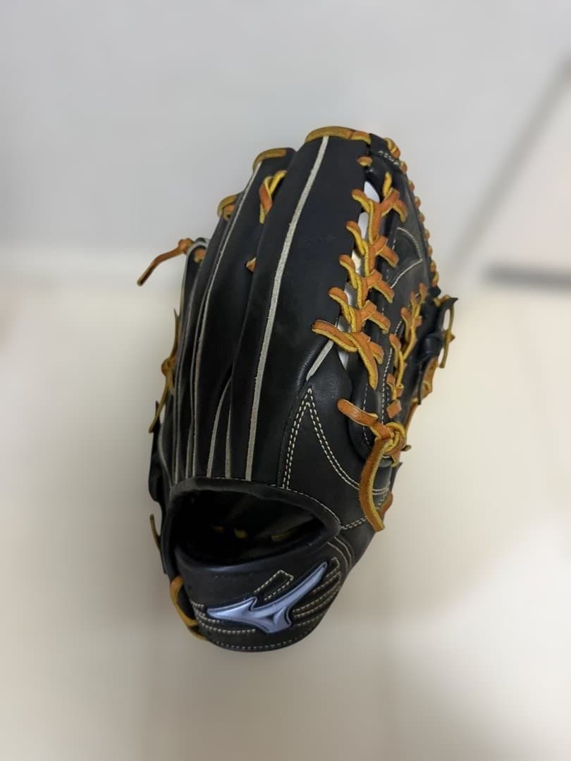 Mizuno 軟式グローブ 黒/オレンジミズノ 外野手用 野球グローブ 一般