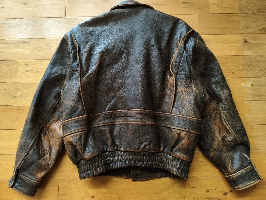 A-2 FLIGHT JACKET 羊革 シープスキン 茶 M 地図 柄インナー