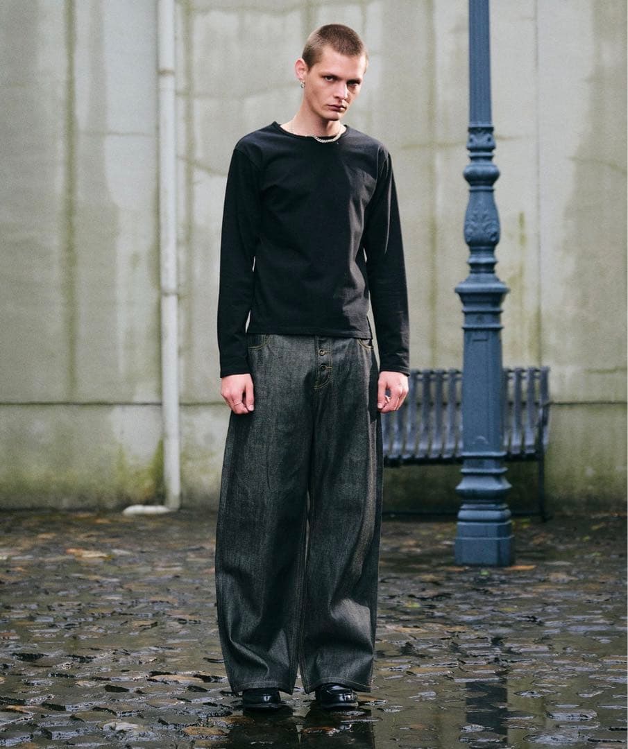 Regen Glanz セルビッジボタンフライストレートデニムパンツ