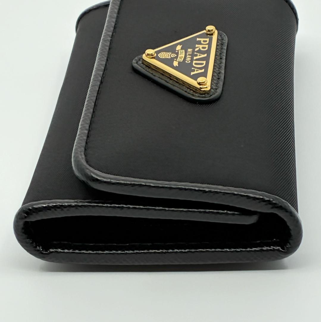 PRADA プラダ レザー×キャンバス 6連キーケース 黒 A1361A1