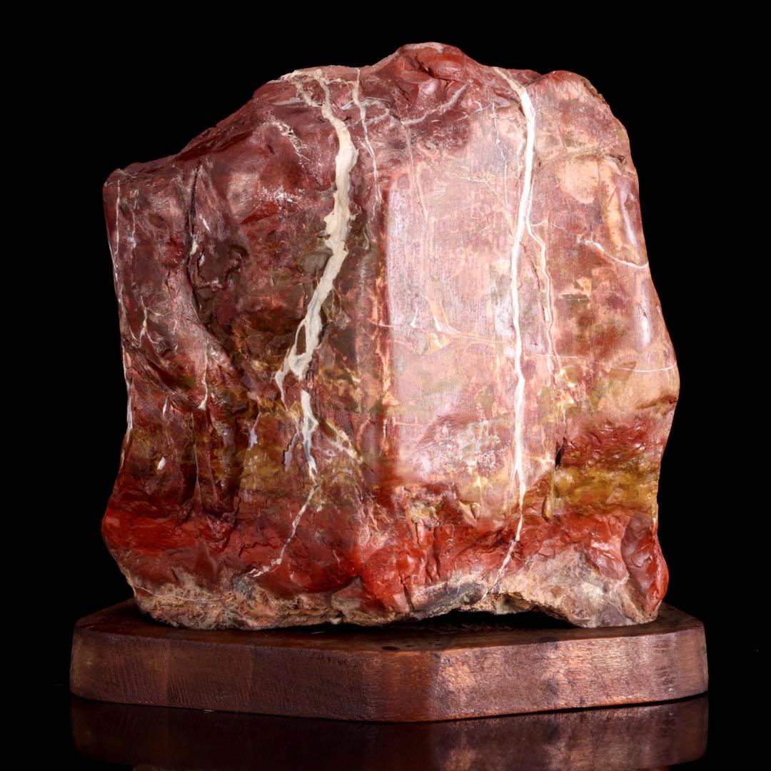 佐渡 錦紅石 錦石 赤玉石 台座付 3.1kg 水石 鑑賞石 天然石 盆石 飾石
