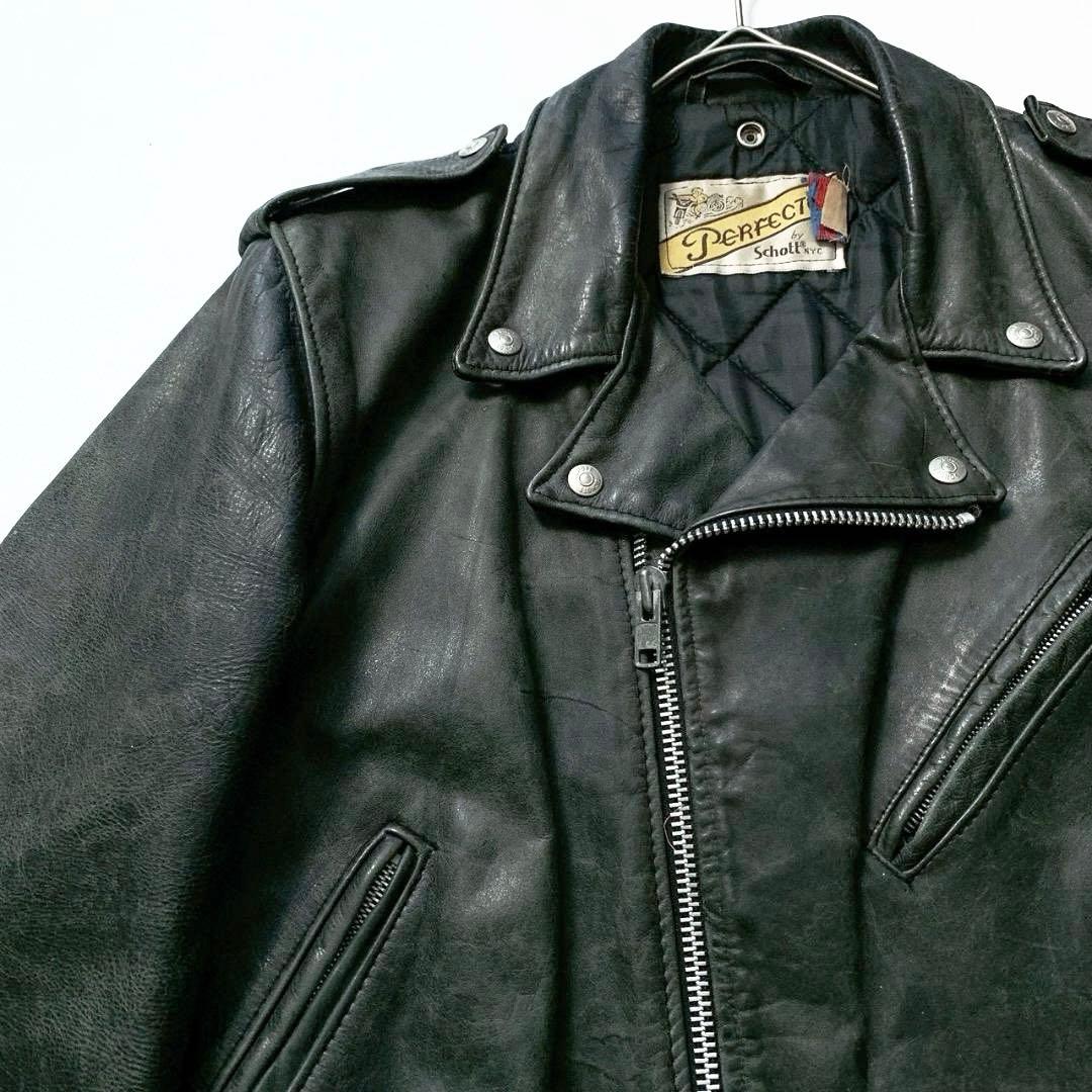 【USA製】Schott 618 ダブルライダース ジャケット 40 ブラック