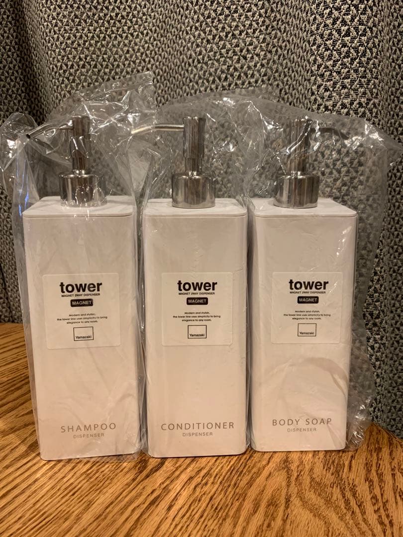 tower ディスペンサー 3本セット&バスルームラック