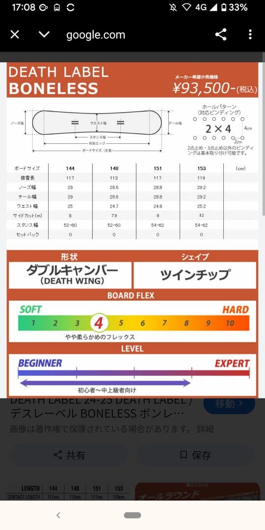 DEATH LABEL スノーボード 148cm