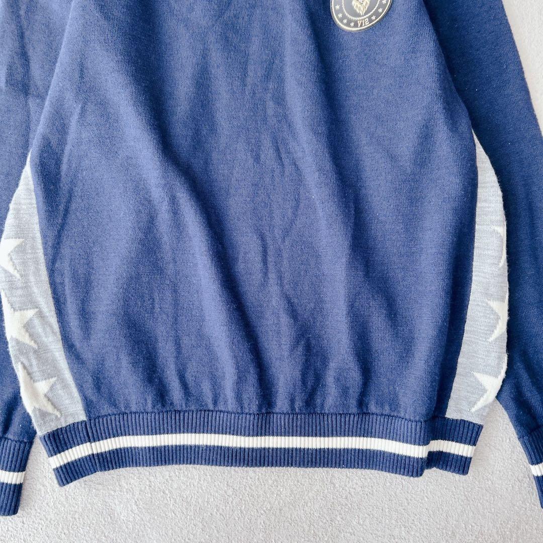 近年✨12 VTWELVE トップス ゴルフウェア ニット　長袖　ブルー　L
