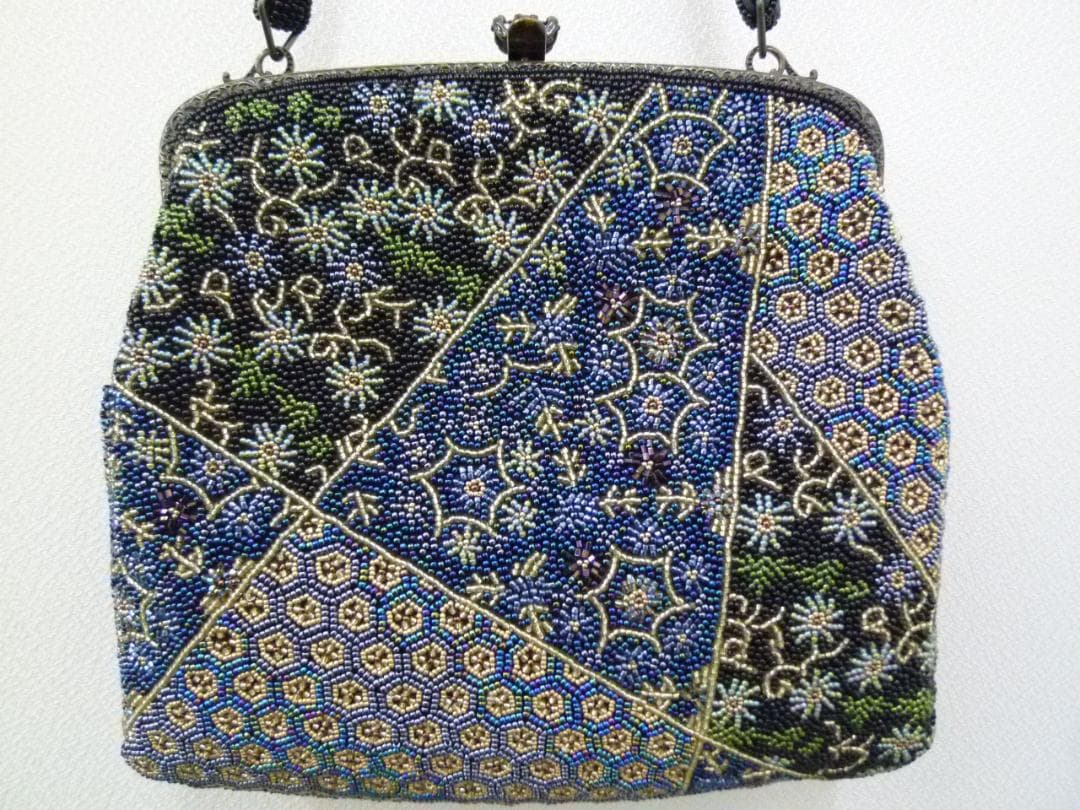 美品　柏ビーズ ビーズ刺繍 フォーマルバッグ ハンドバッグ