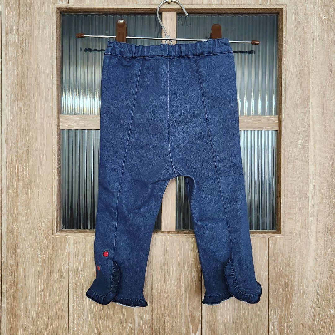 familiar 2点セット りんごボーダーシャツ&レギンス スパッツ デニム
