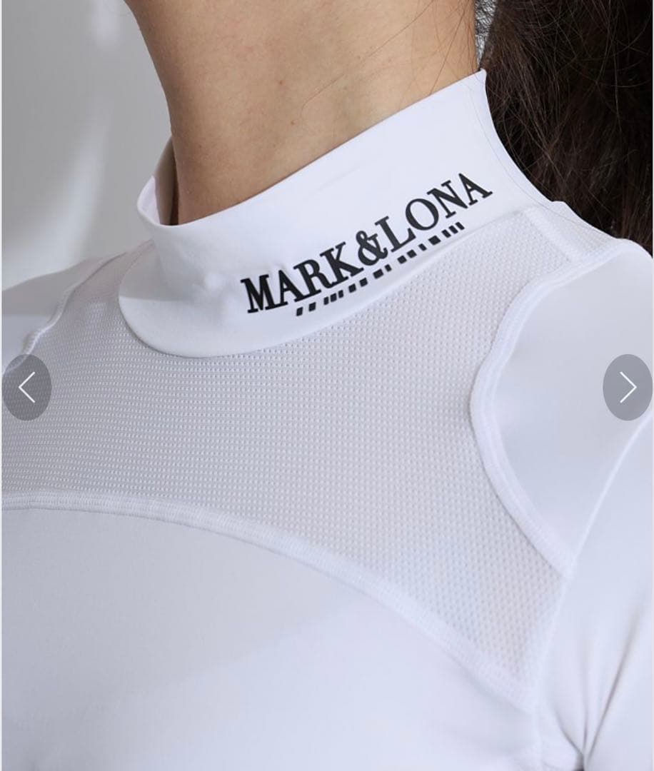 極美品　MARK&LONA メッシュハイネックシャツ ホワイト　S インナー