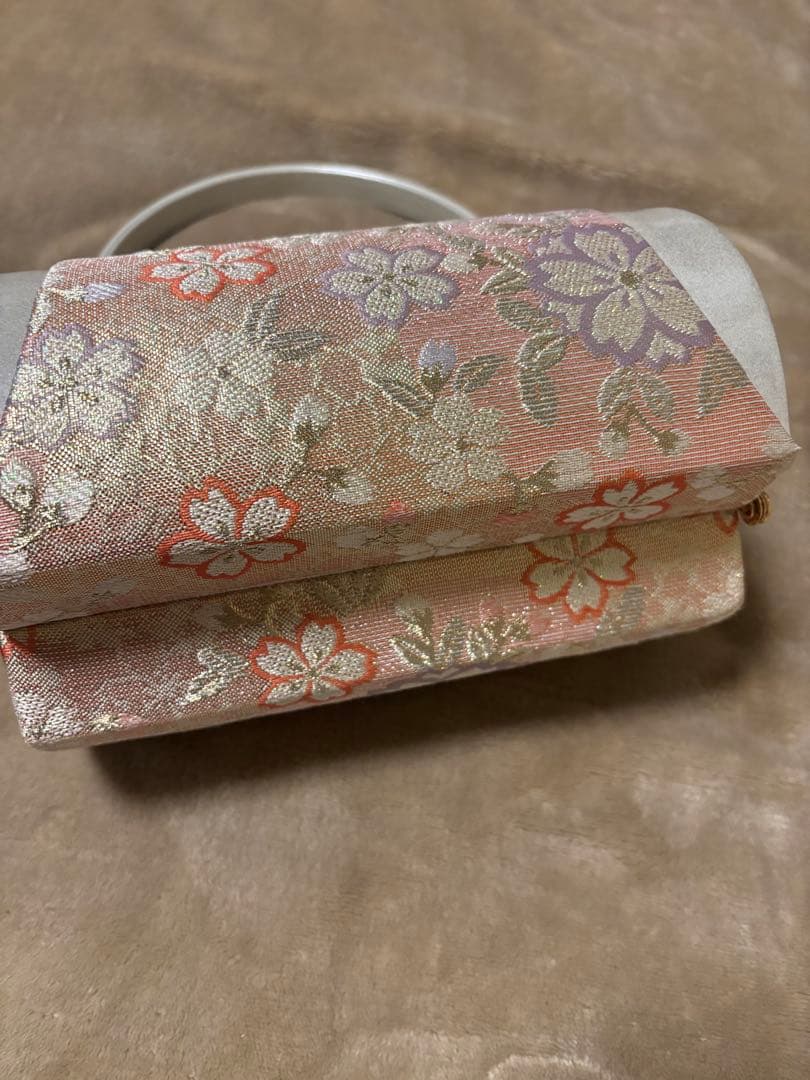 美品！振袖　和装　草履とバッグセット　花　桜　シルバー　ゴールド　成人式　卒業式