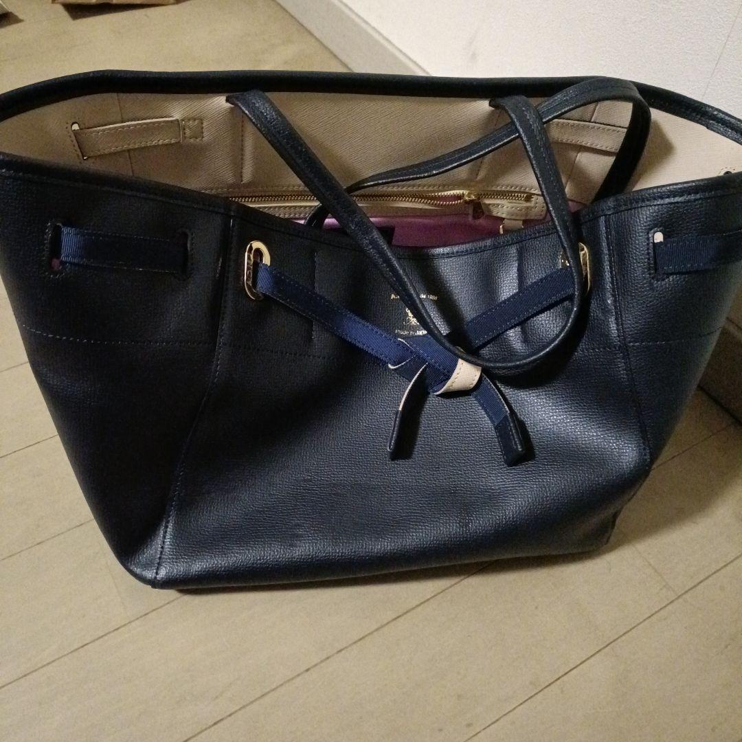 ADMJ ネイビー トートバッグ 本革 レザー