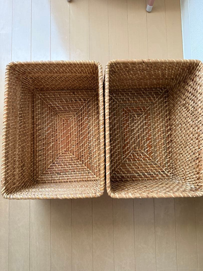 【台東区引き取り限定】無印良品　ラタン バスケット 4個セット