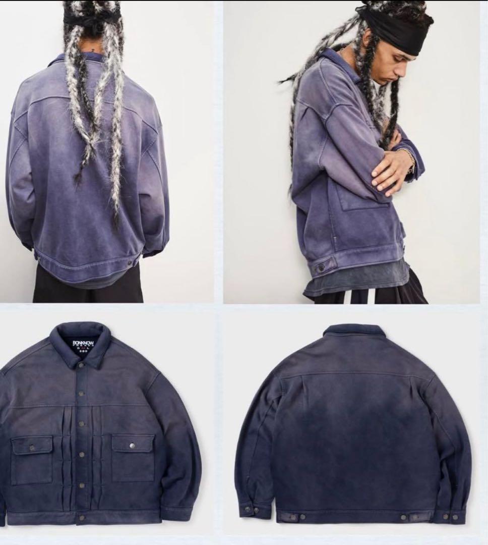 ジャケット・アウター BONKNOW FREAKS SWEAT TRUCKER JACKET NAVY