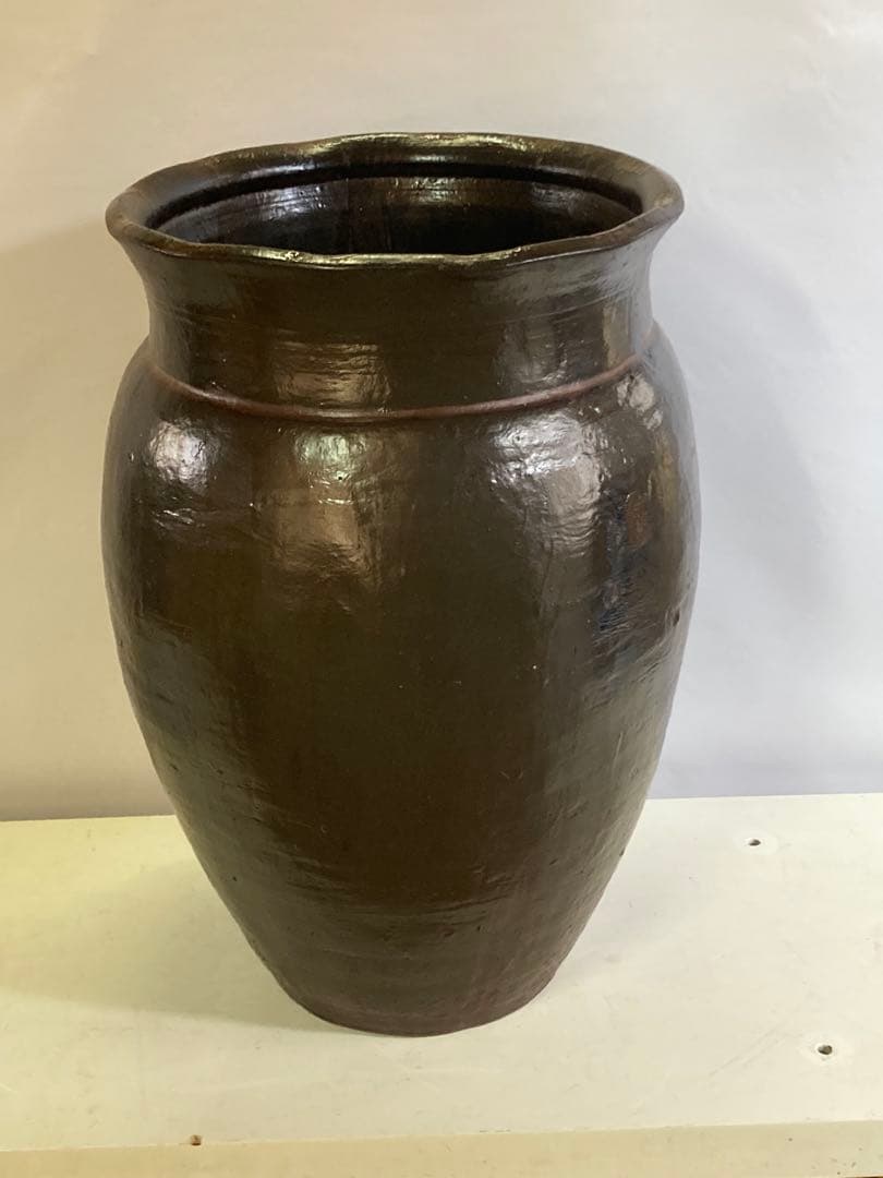 大 甕（かめ） 高さ63cm 昭和レトロ 常滑焼風 陶器 睡蓮鉢 メダカ鉢