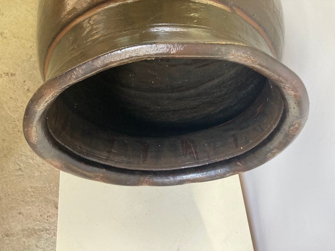 大 甕（かめ） 高さ63cm 昭和レトロ 常滑焼風 陶器 睡蓮鉢 メダカ鉢