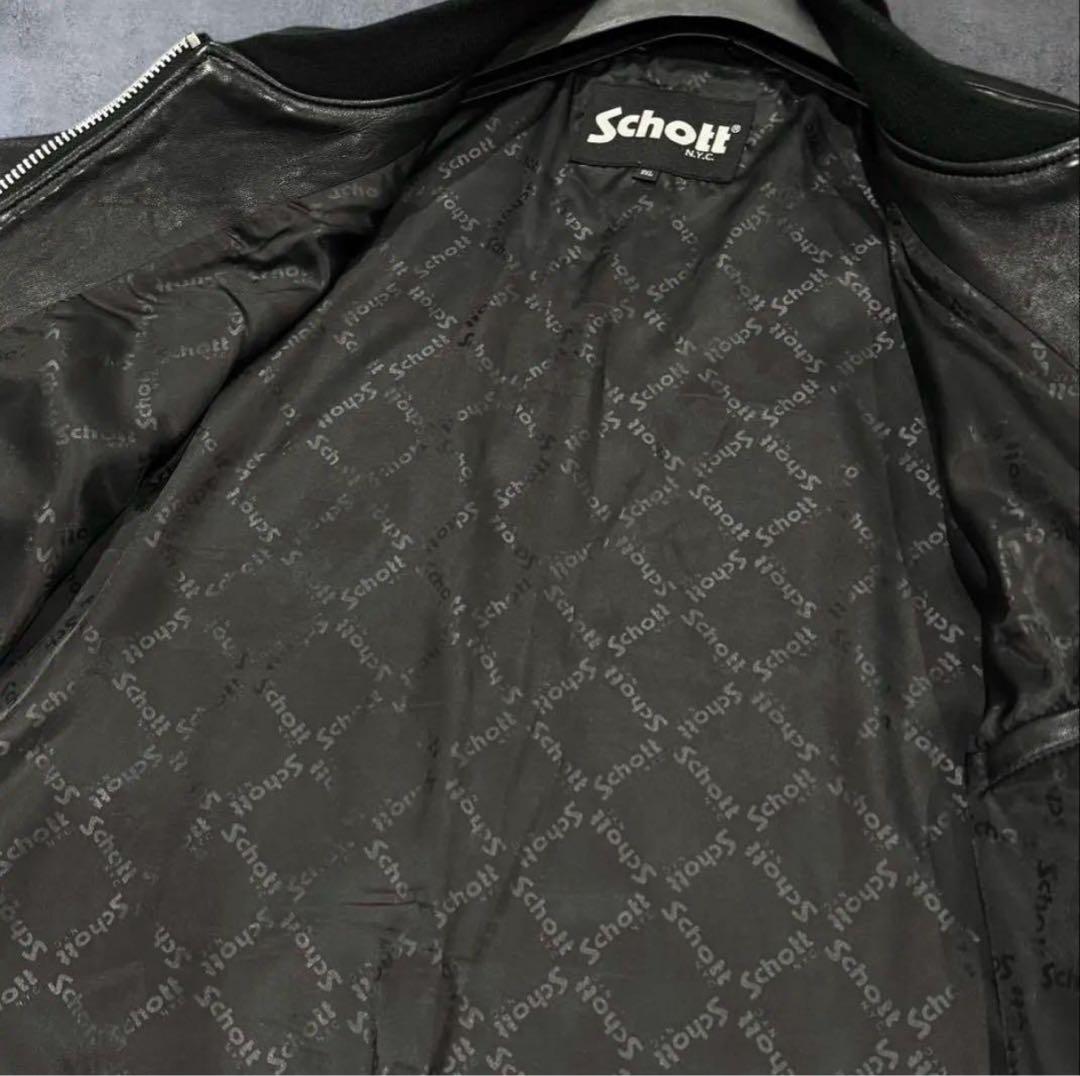 極美品‼️ショット バワリージャケット Schott ブラック XXL レザー 黒