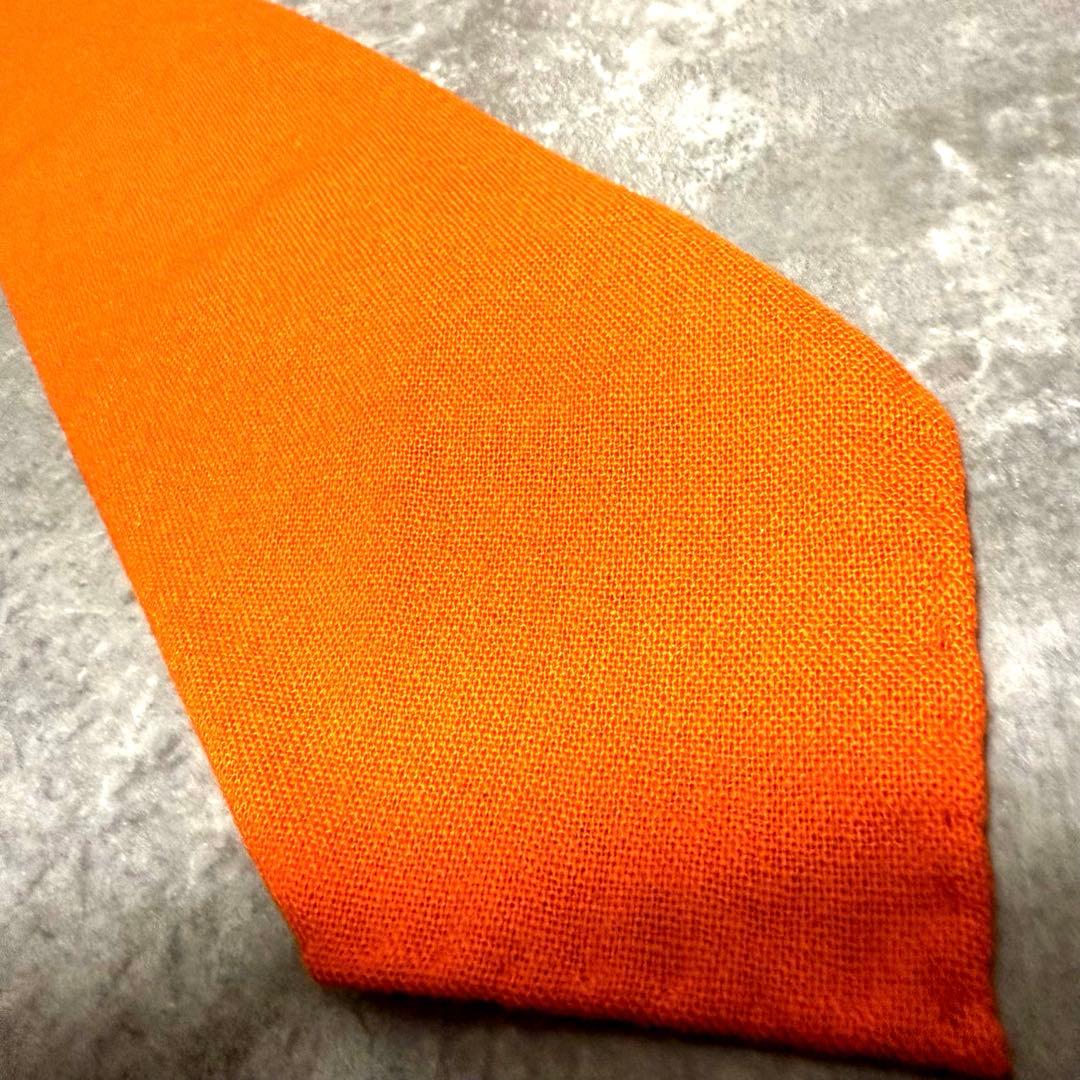 HERMES エルメス ネクタイ オレンジ カシミヤ 100% ソリッド 無地
