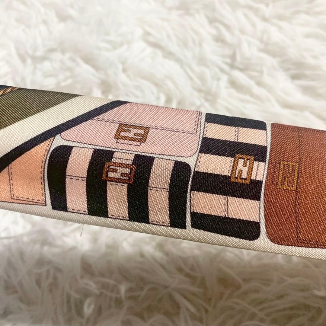 FENDI　フェンディ　マンマバケット柄　ラッピー　リボンスカーフ　ズッカ柄