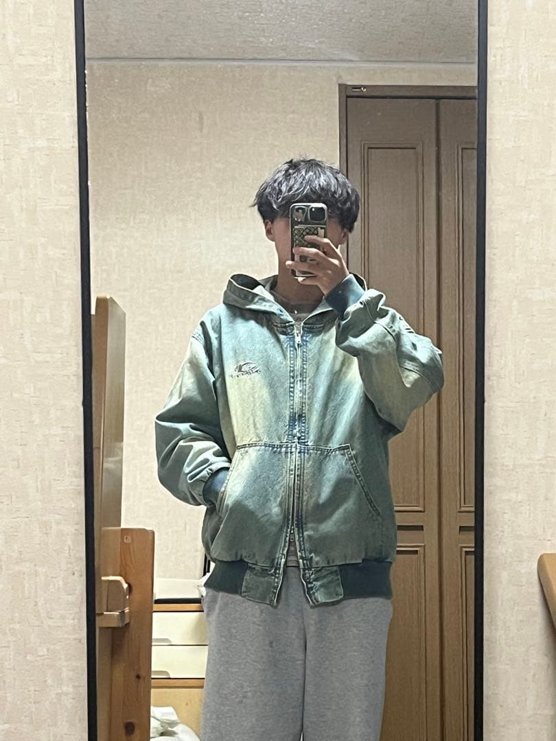 ［人気商品］9090 Heisei Logo Denim Zip Hoodie