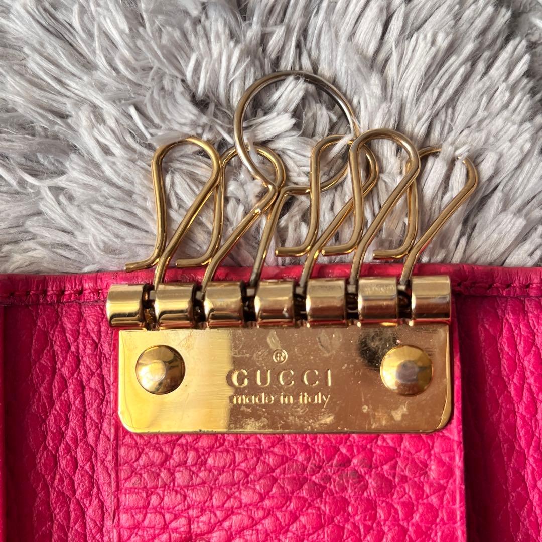 良品✨レアカラー　GUCCI キーケース　マーモント　シボ革　6連　レディース