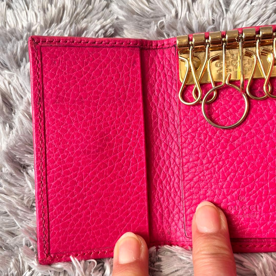良品✨レアカラー　GUCCI キーケース　マーモント　シボ革　6連　レディース
