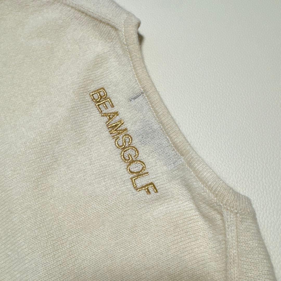 BEAMS GOLF カシミヤ100% Vネックセーター M ビームス　白　美品