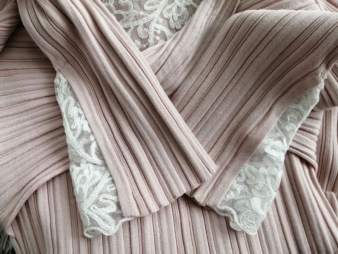 ワンピース Lilou Lace Hem Knit Dress misty rose S