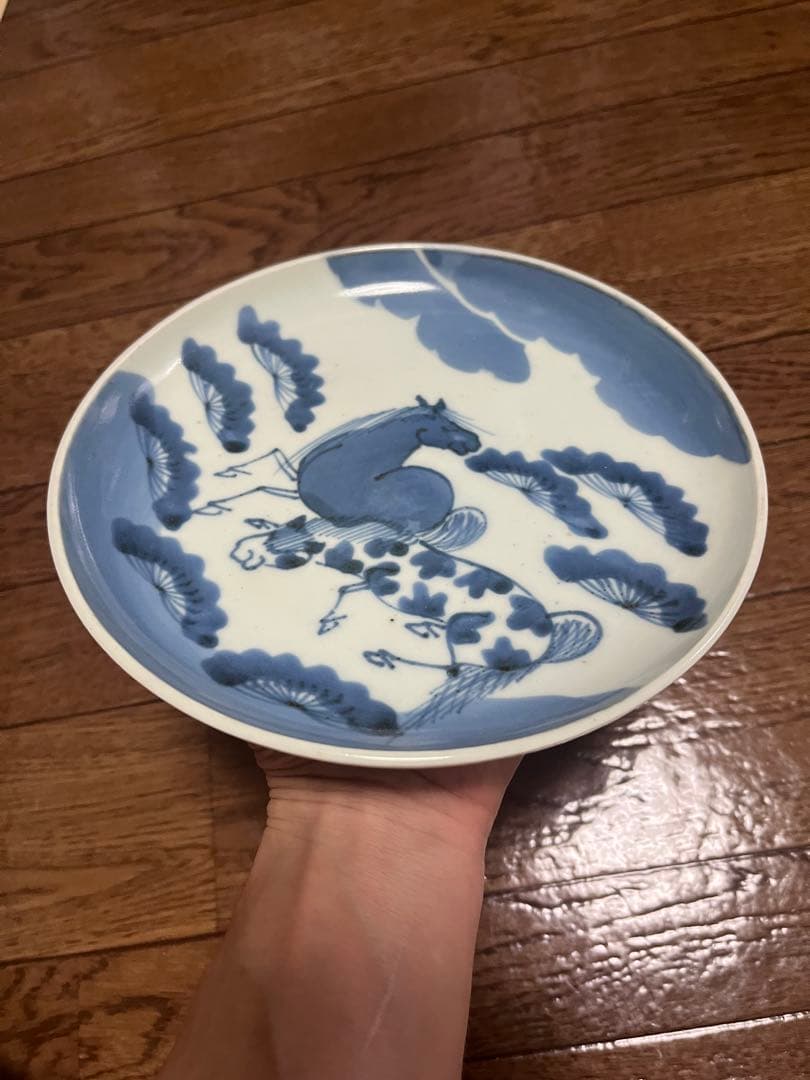 古伊万里　斑馬　馬　無傷完品　干支　民藝　民芸　くらわんか　志田　絵皿　石皿