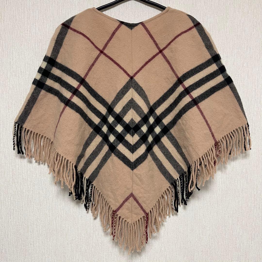 BURBERRY バーバリー ウール ノバチェック フリンジ ポンチョ ベージュ