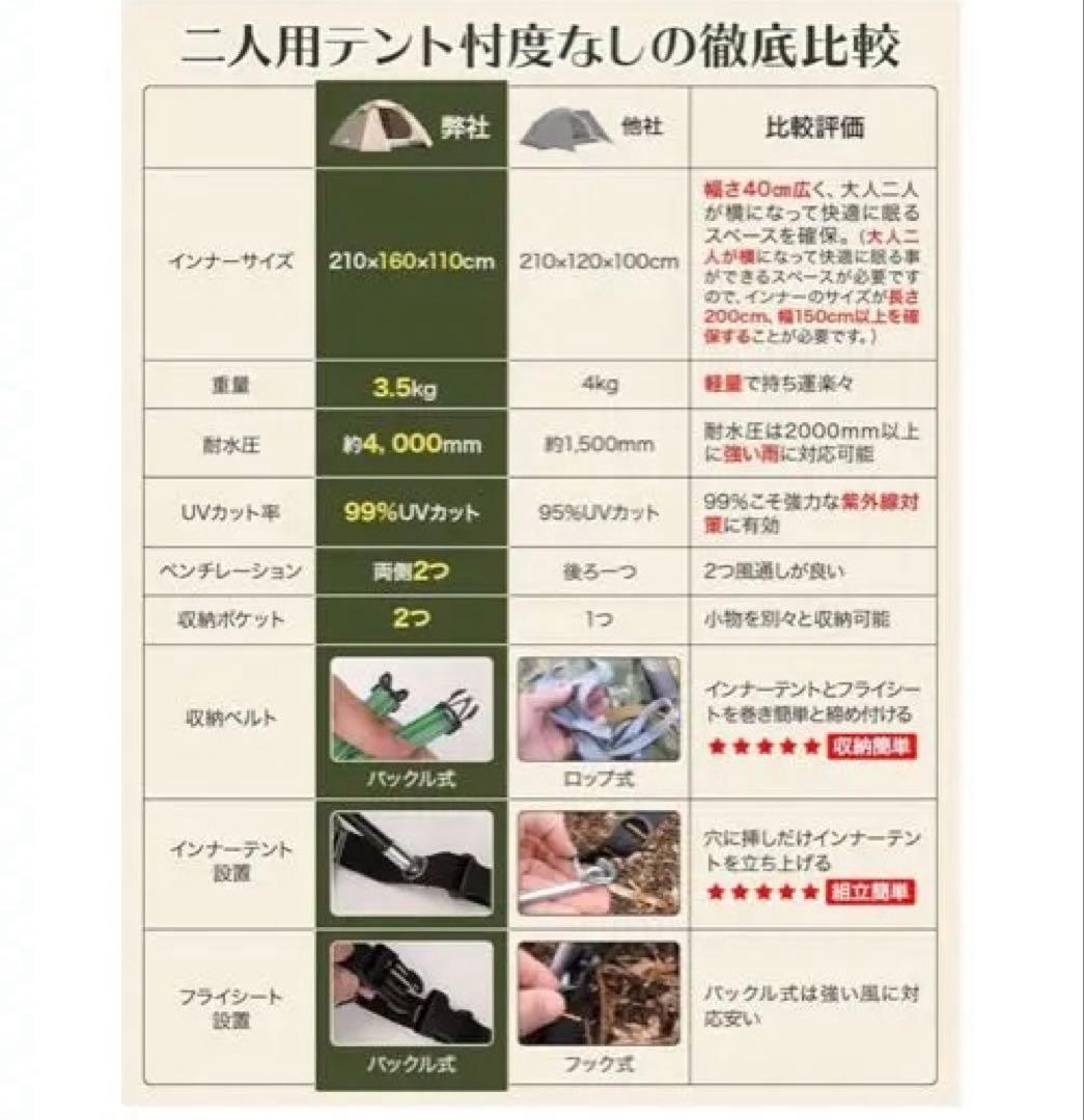 【新品】テント 2人用前室あり コンパクト キャンプテント