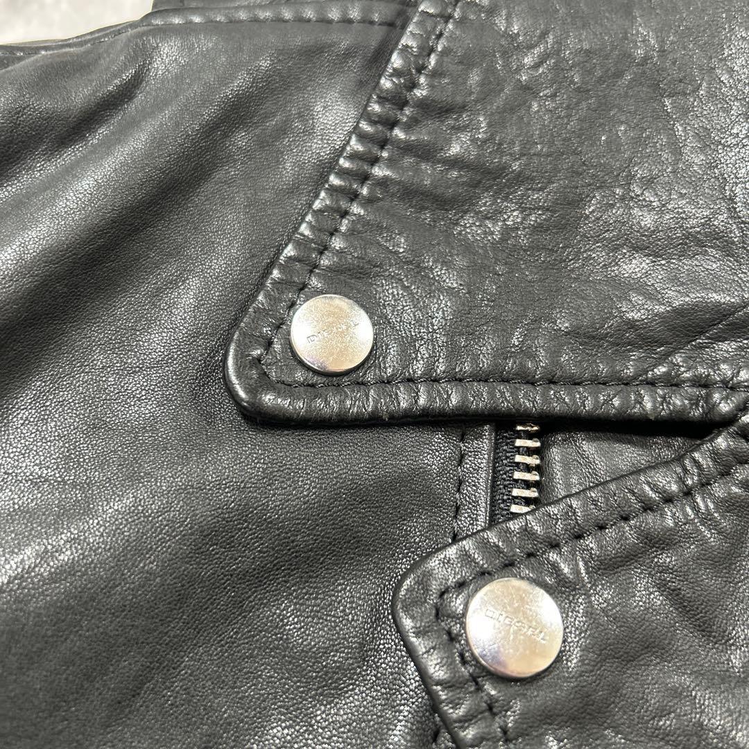【超激レアL】幻の逸材 DIESEL レザージャケット黒 羊革 ラムレザー