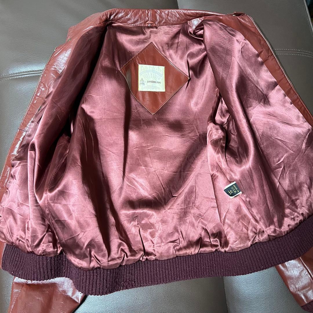 70sVintage! ロンドンフォグ　レザージャケット　ワインレッド　サイズM