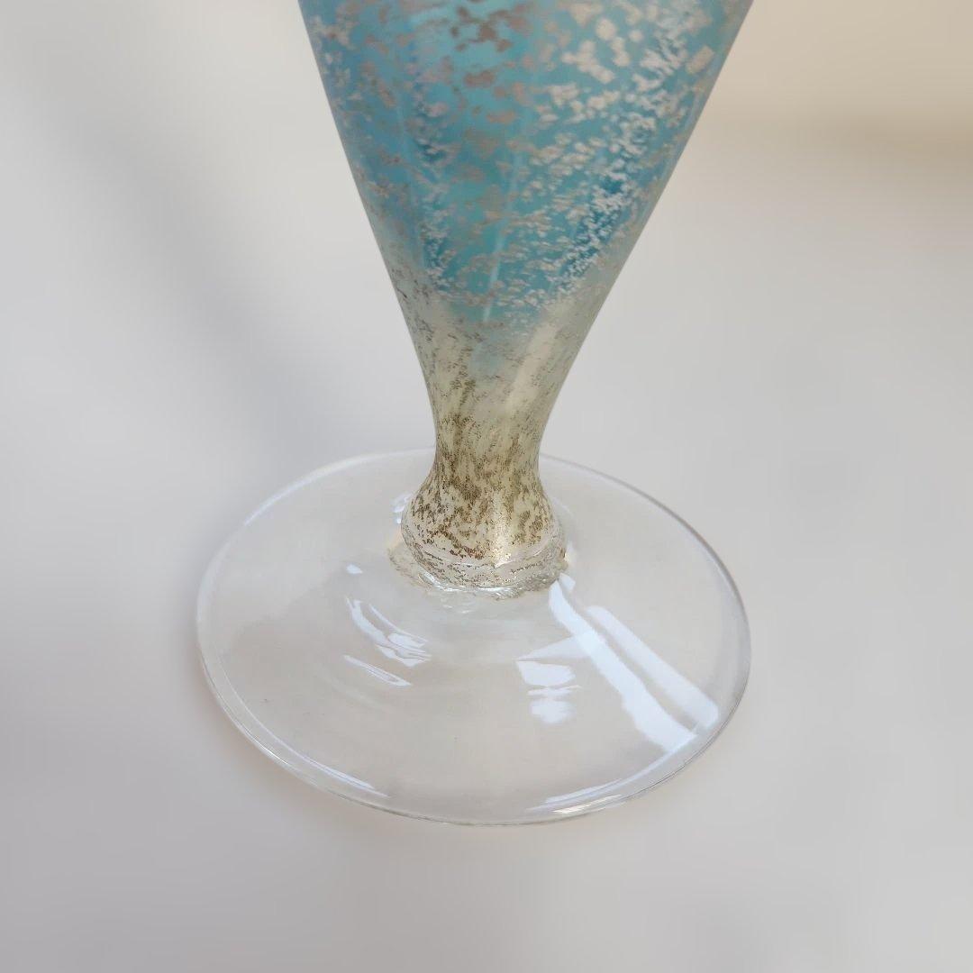 宙吹きガラス プラチナ箔流水紋花器 高橋克典 作 ガラス花瓶 花器