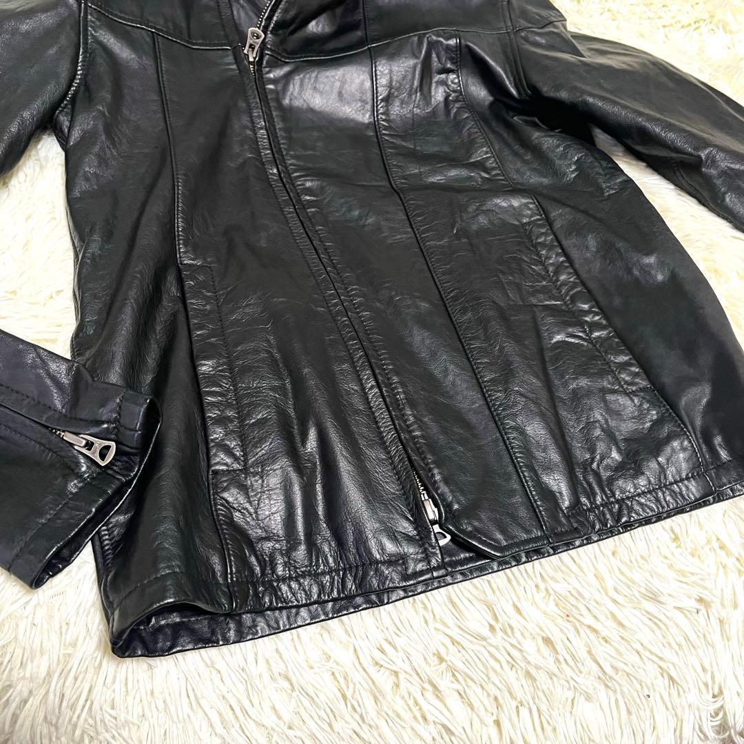 shama シャマ ライダースジャケット 牛革 レザー フーデッド 黒 メンズ
