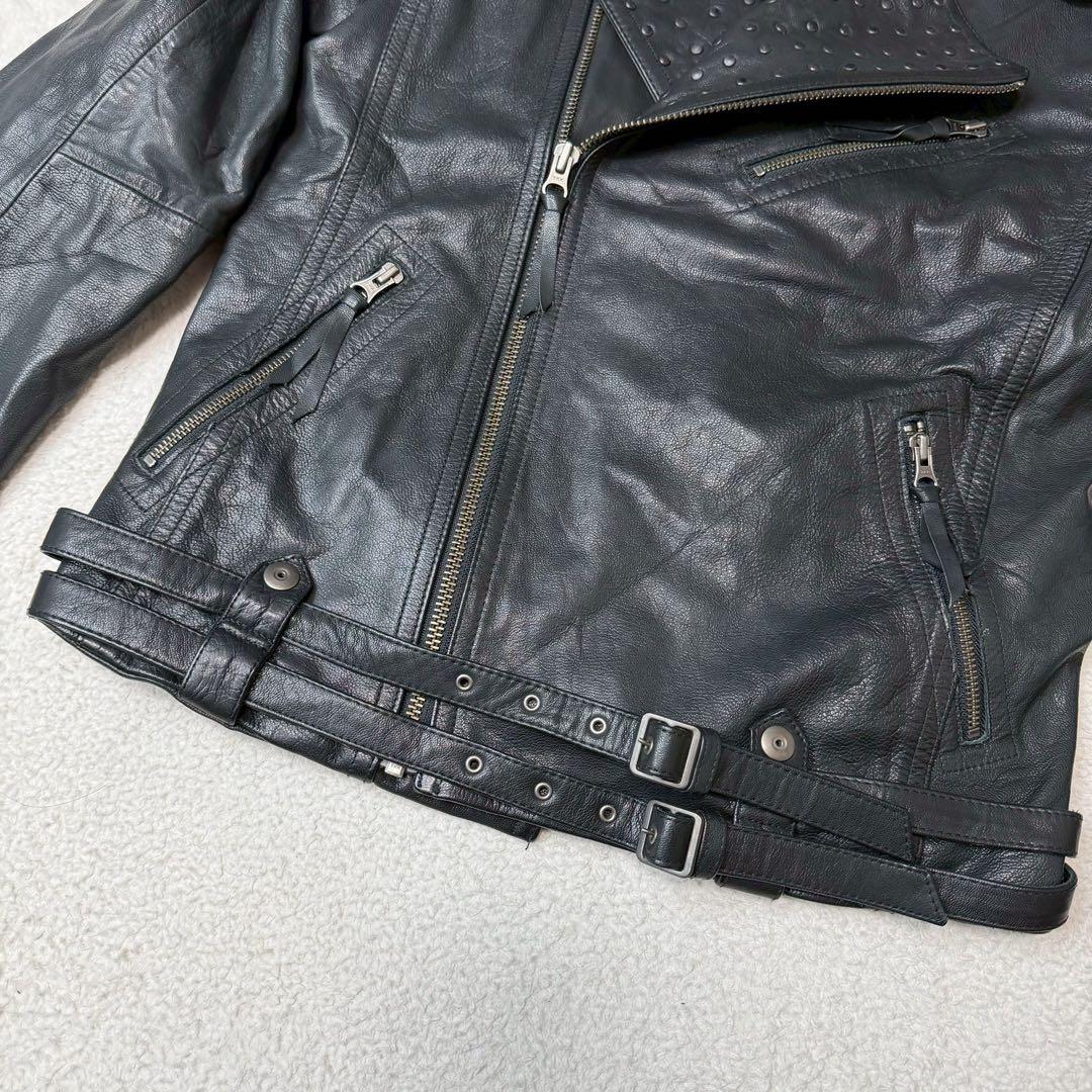 美品 カスタムカルチャー ダブル ライダースジャケット ゴートレザー スタッズ