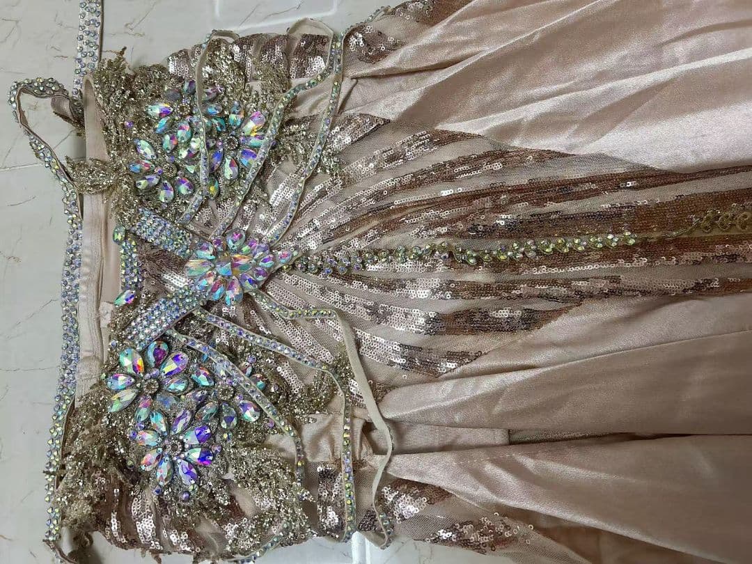 お得 美品一点物 ベリーダンス衣装 ブラスカートセット M コスチューム シルク