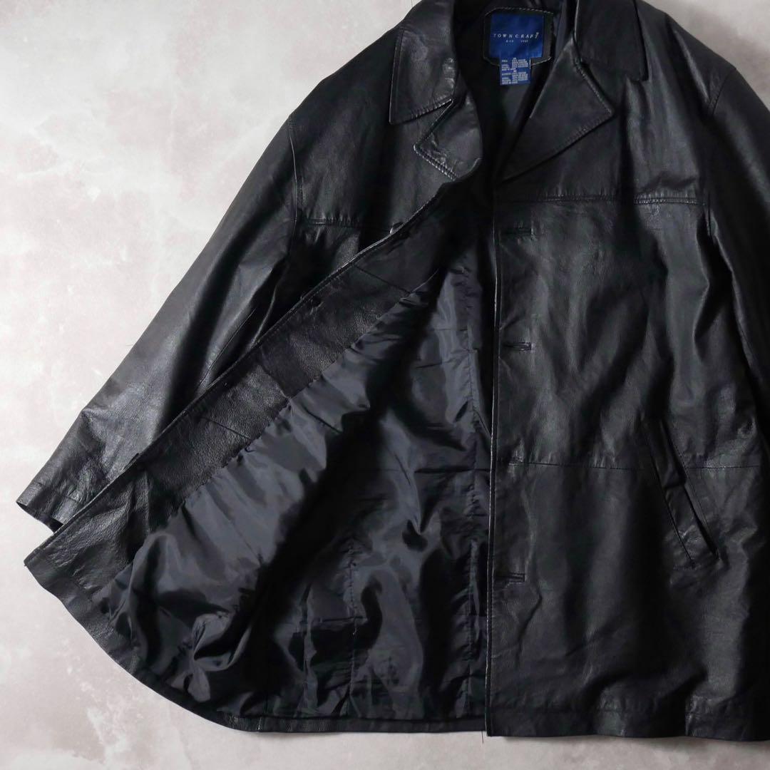 TOWNCRAFT 80s レザーカーコート ナッパレザー ブラック M