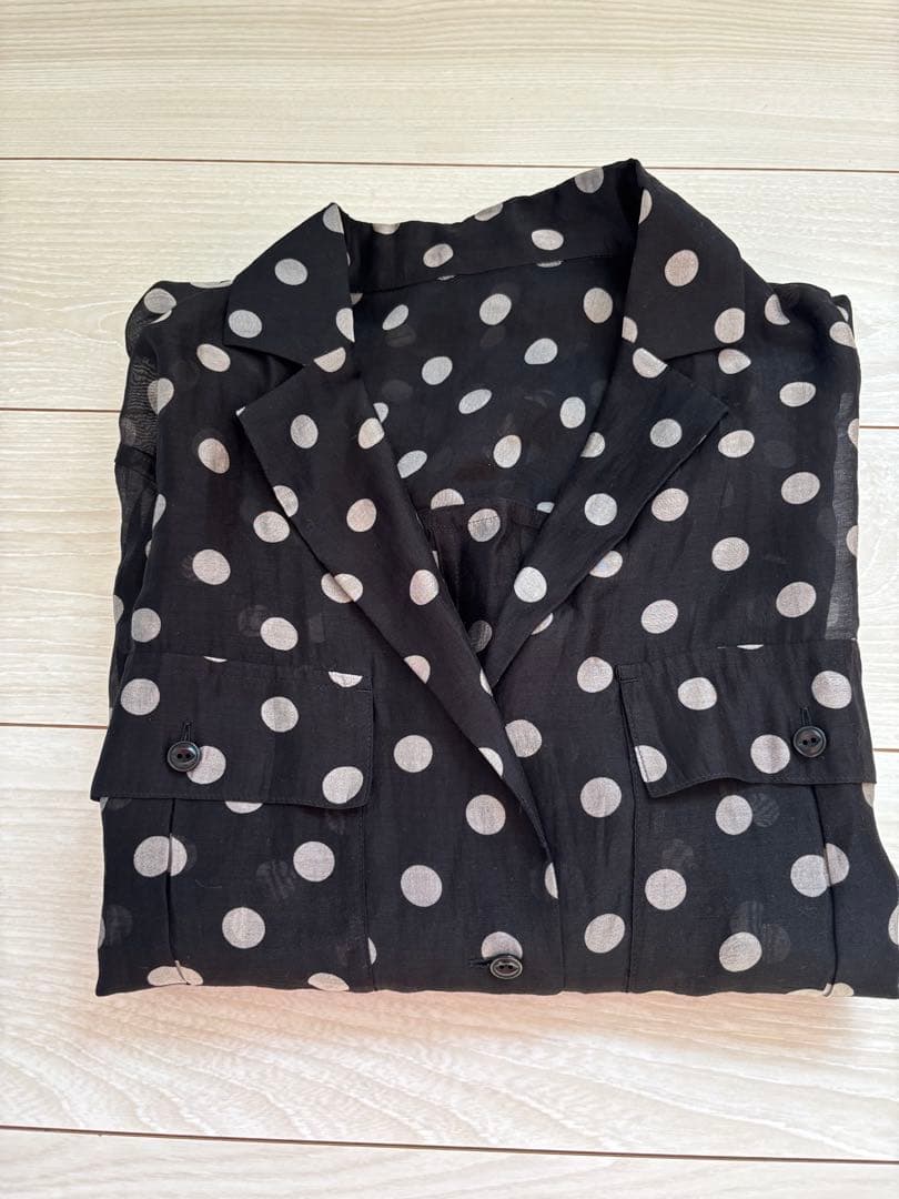 spick&span シアードットサファリ シャツ　ブラック　透け感　F