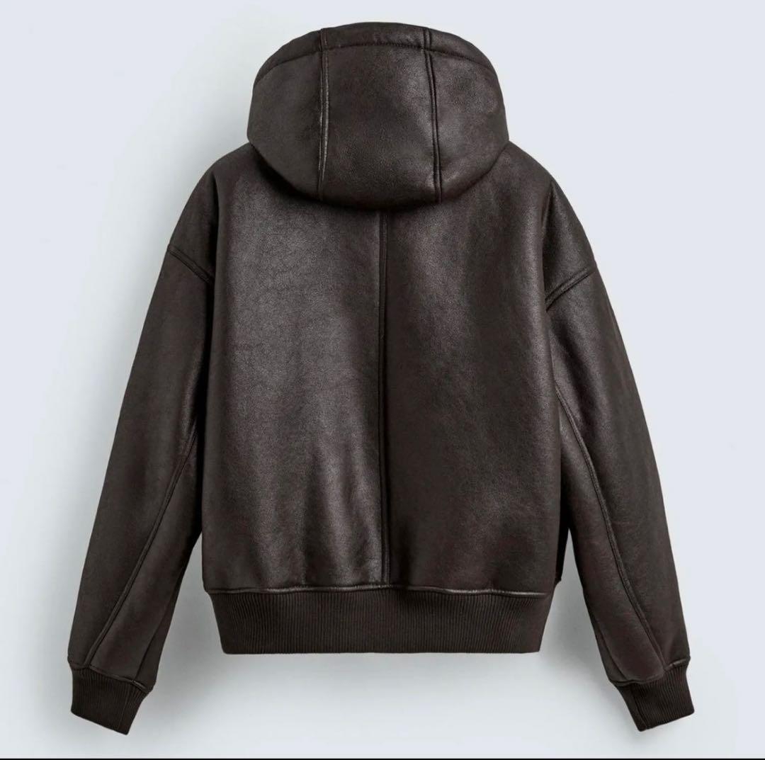 元値17800円ZARA フード付きダブルフェイスフェイクジャケット