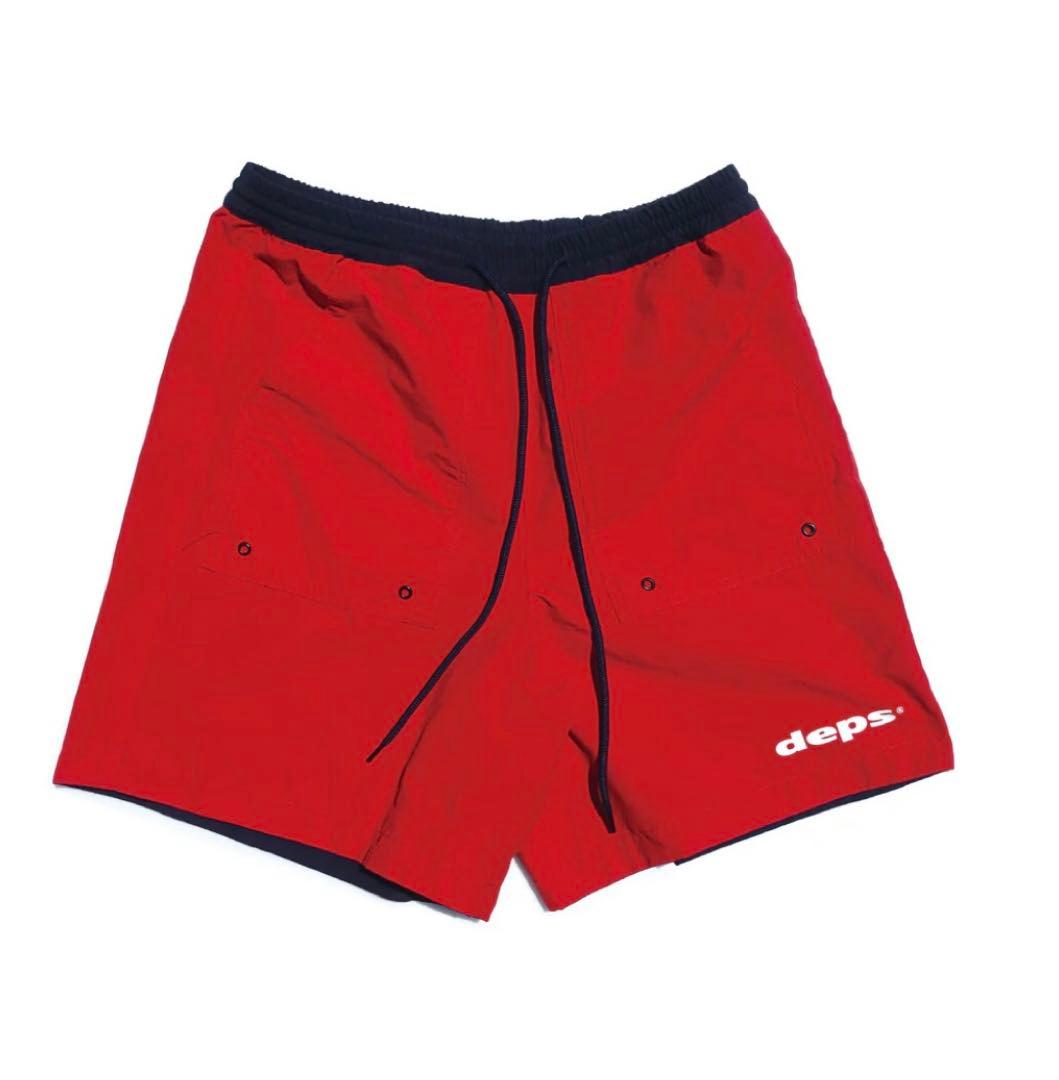 美品！デプス deps リバーシブルハーフパンツ　ネイビー&レッド Lサイズ