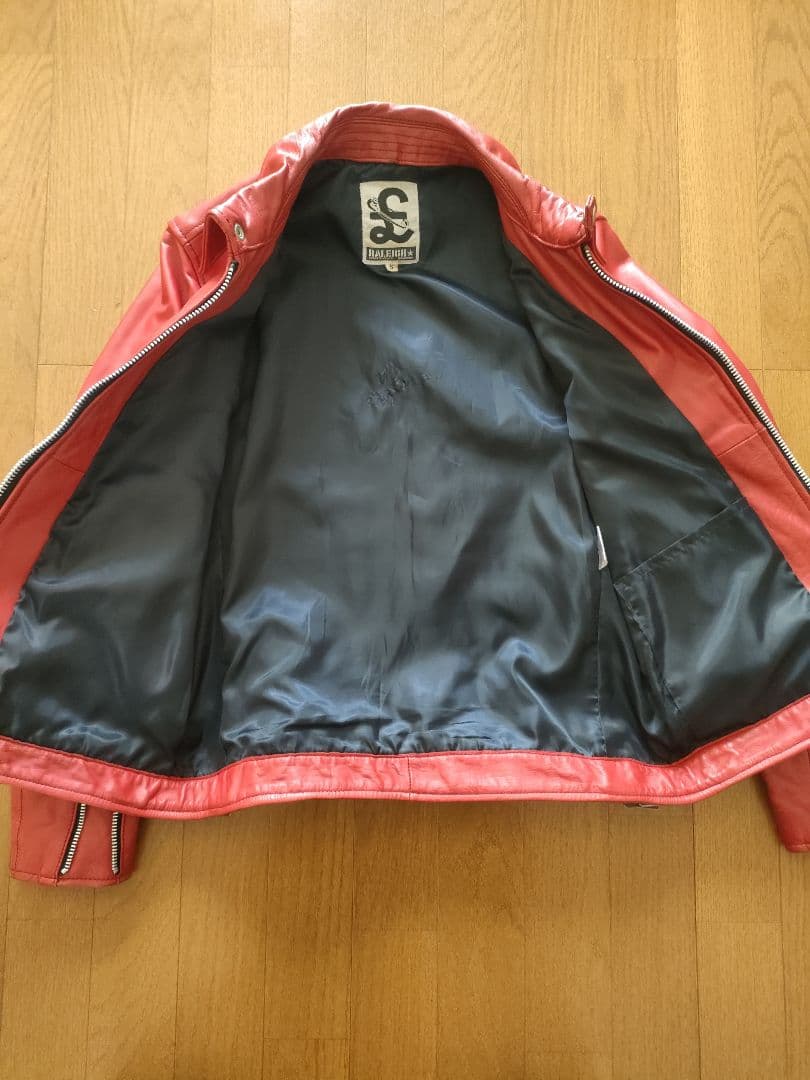 RALEIGH レザーライダースジャケット 赤