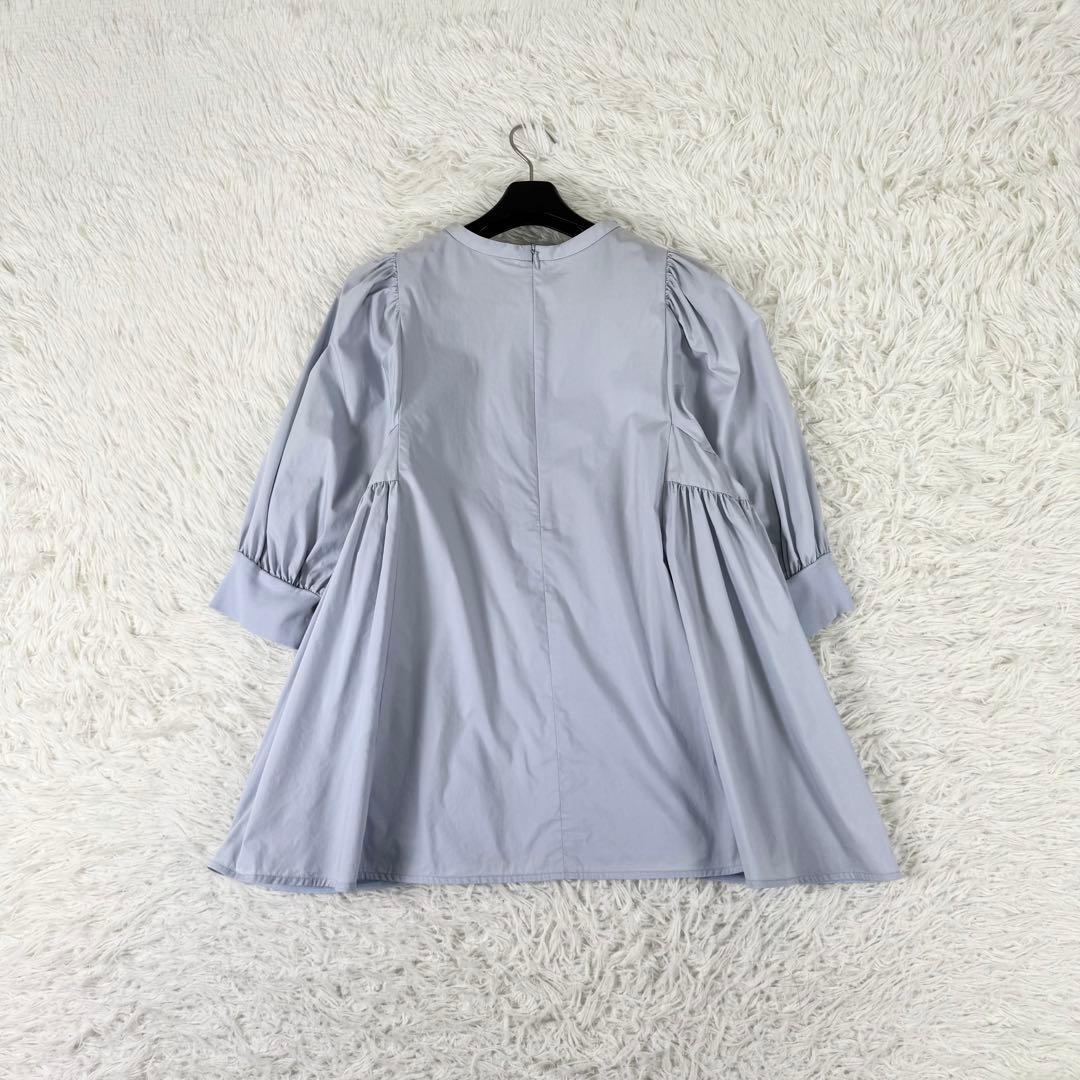 美品✨ ヨリ サイドギャザーパフブラウス ボウタイ リボン 洗える Sサイズ