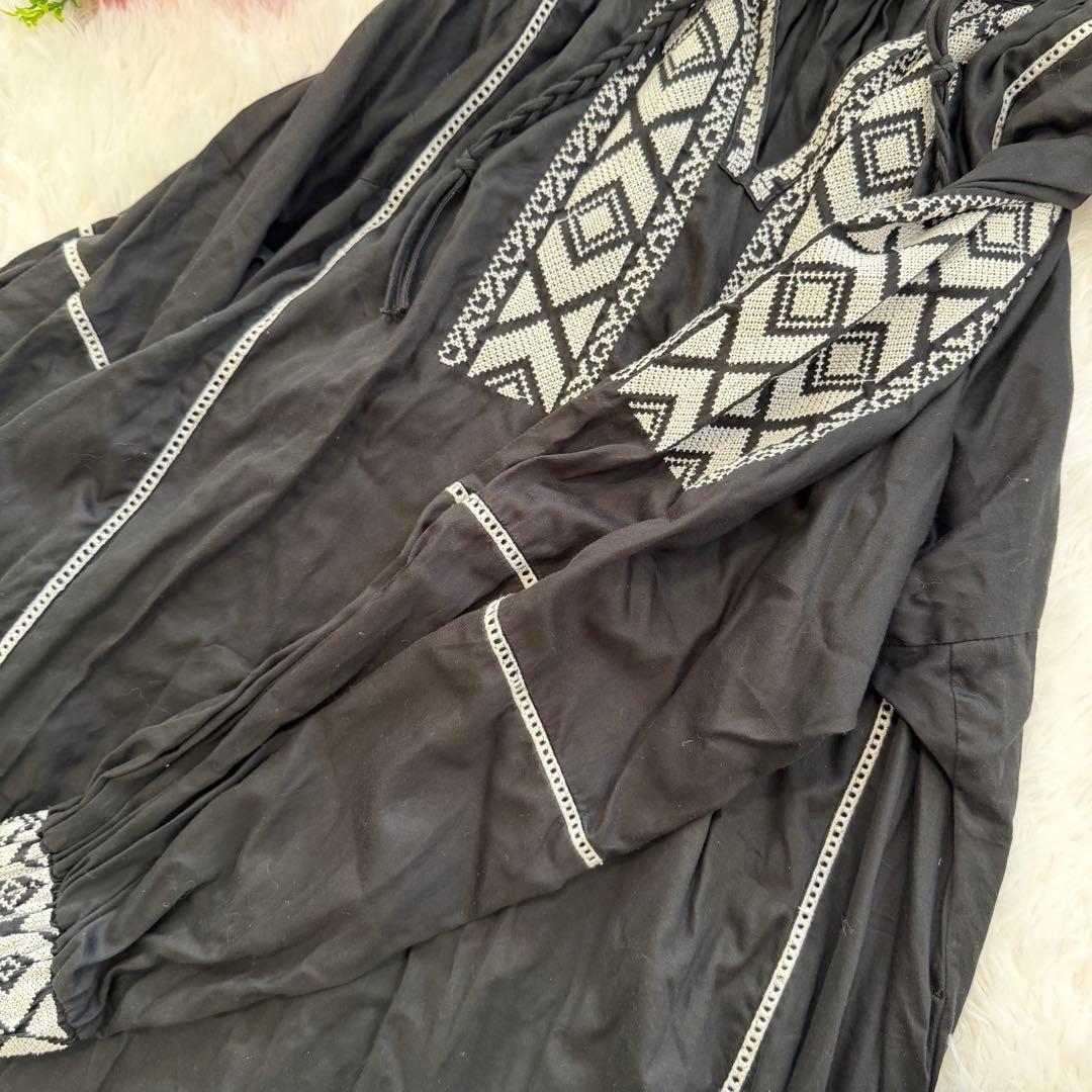 IENA maisonコットンシルクエンブロイダリーワンピース BLACK