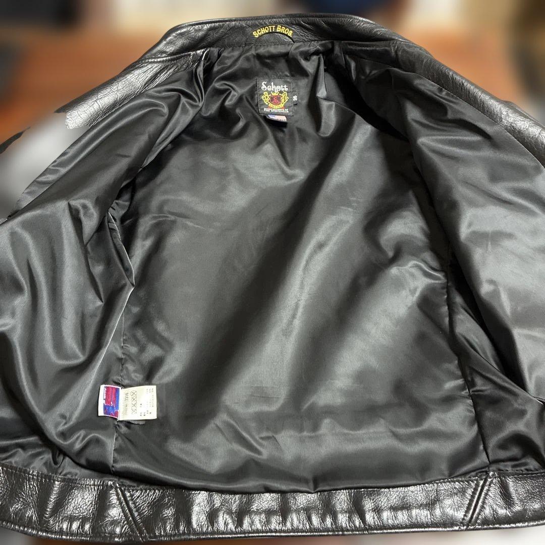 Schott ブラック 7316 スタンドカラー ダブル ライダースジャケット