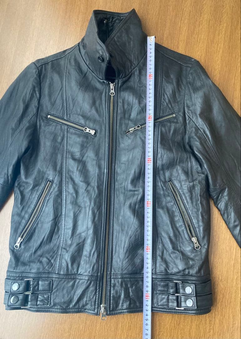 【中古】レザージャケット 羊革 黒